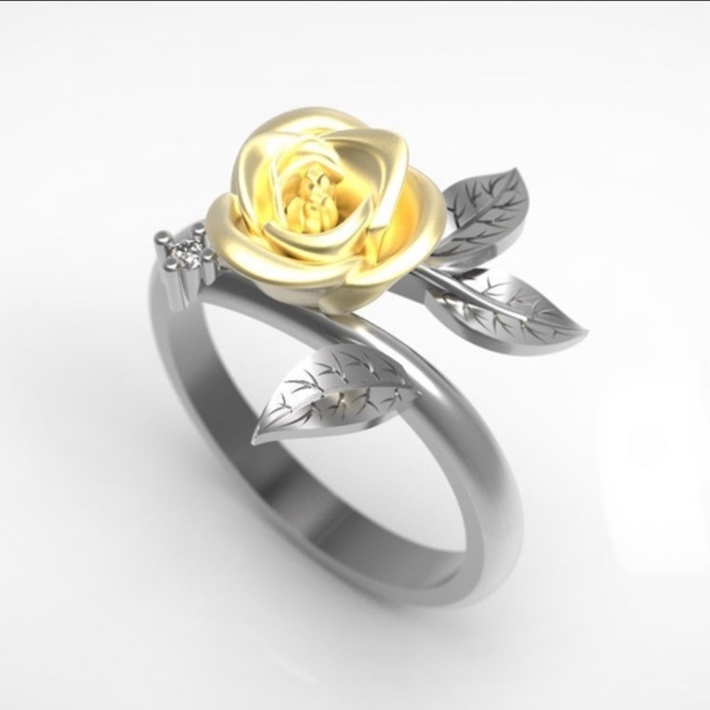 NEW | 3-D two tone rose ring